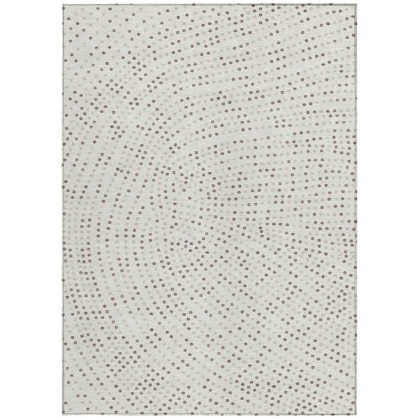 Homeroots 3' Stylish Brown Gold And Ivory Polka Dot Washable Area Rug For Indoor And Outdoor Spaces 3' X 5' Polyester 599052