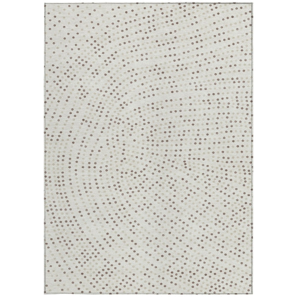 Homeroots 3' Stylish Brown Gold And Ivory Polka Dot Washable Area Rug For Indoor And Outdoor Spaces 5' X 8' Polyester 599053