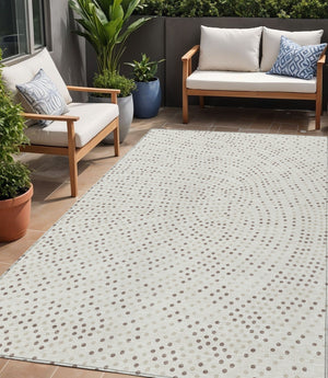 Homeroots 3' Stylish Brown Gold And Ivory Polka Dot Washable Area Rug For Indoor And Outdoor Spaces 5' X 8' Polyester 599053
