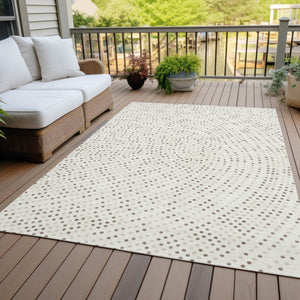 Homeroots 3' Stylish Brown Gold And Ivory Polka Dot Washable Area Rug For Indoor And Outdoor Spaces 5' X 8' Polyester 599053