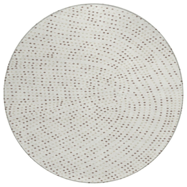 HomeRoots 5' Stylish Ivory and Brown Polka Dot Indoor Outdoor Area Rug - Durable, Washable, Versatile Design 8' Round 599054