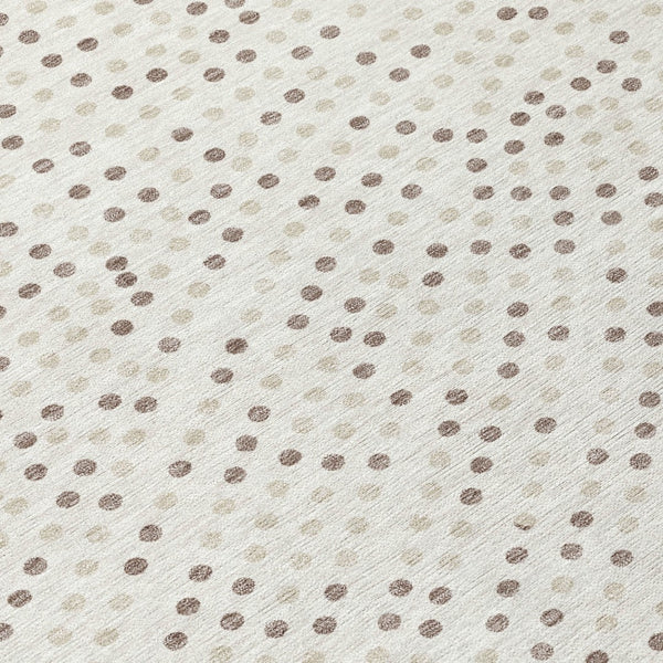Homeroots 3' Stylish Brown Gold And Ivory Polka Dot Washable Area Rug For Indoor And Outdoor Spaces 8' Round Polyester 599054