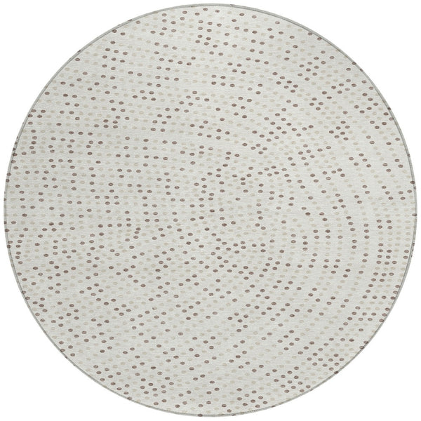 Homeroots 3' Stylish Brown Gold And Ivory Polka Dot Washable Area Rug For Indoor And Outdoor Spaces 8' Round Polyester 599054