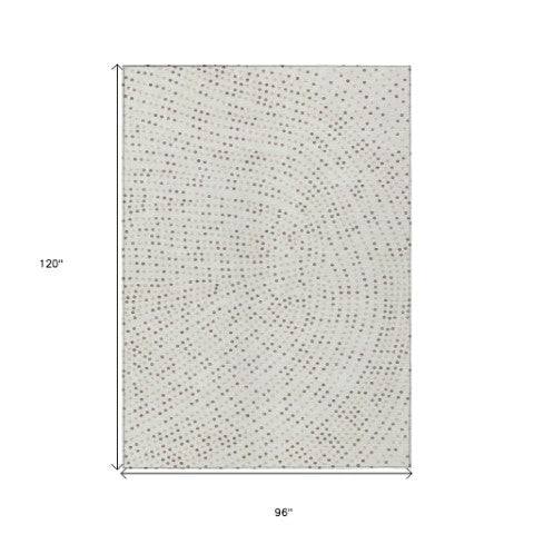 Homeroots 3' Stylish Brown Gold And Ivory Polka Dot Washable Area Rug For Indoor And Outdoor Spaces 8' X 10' Polyester 599055