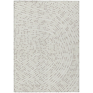 HomeRoots 9' X 12' Stylish Ivory & Brown Polka Dot Washable Area Rug for Indoor & Outdoor High-Traffic Spaces 599056