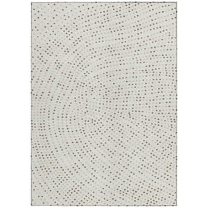 Homeroots 3' Stylish Brown Gold And Ivory Polka Dot Washable Area Rug For Indoor And Outdoor Spaces 10' X 14' Polyester 599057