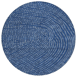 HomeRoots 5' Polka Dot Washable Area Rug in Navy, Gray & Ivory – Perfect for Indoor and Outdoor Spaces! 8' Round 599060