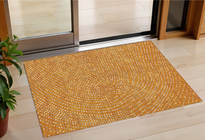 Homeroots 3' Stylish Brown Gold And Ivory Polka Dot Washable Area Rug For Indoor And Outdoor Spaces 3' X 5' Polyester 599064
