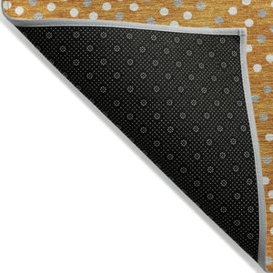 Homeroots 3' Stylish Brown Gold And Ivory Polka Dot Washable Area Rug For Indoor And Outdoor Spaces 3' X 5' Polyester 599064