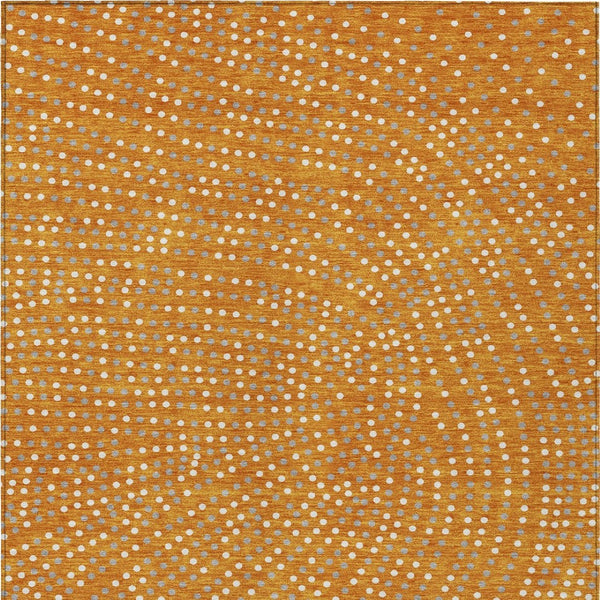 Homeroots 3' Stylish Brown Gold And Ivory Polka Dot Washable Area Rug For Indoor And Outdoor Spaces 5' X 8' Polyester 599065