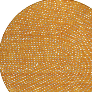 Homeroots 3' Stylish Brown Gold And Ivory Polka Dot Washable Area Rug For Indoor And Outdoor Spaces 8' Round Polyester 599066