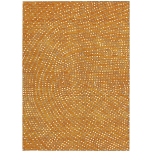 Homeroots 3' Stylish Brown Gold And Ivory Polka Dot Washable Area Rug For Indoor And Outdoor Spaces 8' X 10' Polyester 599067