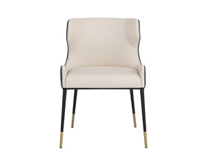 Sunpan GIANNI Dining Chair - Stylish Dillon Cream & Thunder Faux Leather with Gold Accents for Comfort 105288