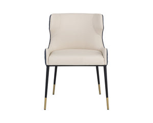 Sunpan Gianni Dining Chair - Elegant Faux Leather Upholstery with Diamond Stitching and Gold Accents Dillon Cream / Dillon Thunder