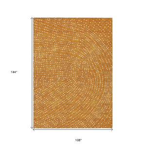 Homeroots 3' Stylish Brown Gold And Ivory Polka Dot Washable Area Rug For Indoor And Outdoor Spaces 9' X 12' Polyester 599068