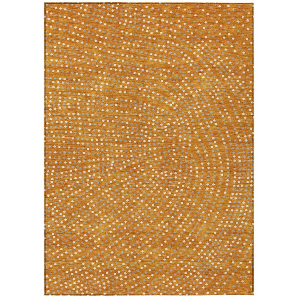 HomeRoots 9' X 12' Polka Dot Area Rug in Orange, Gray & Ivory – Durable, Washable, Indoor/Outdoor Versatility! 599068