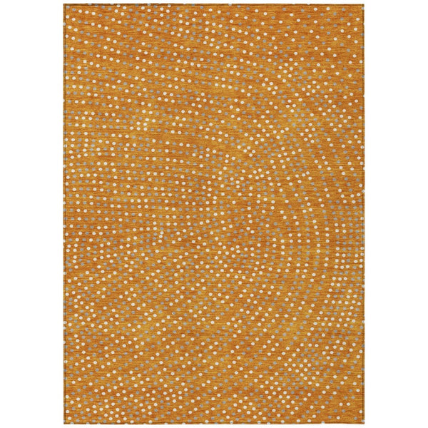 HomeRoots 9' X 12' Polka Dot Area Rug in Orange, Gray & Ivory – Durable, Washable, Indoor/Outdoor Versatility! 599068