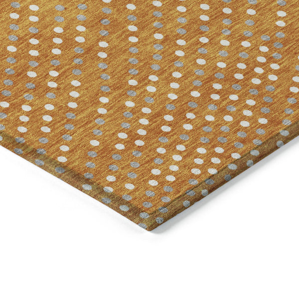 Homeroots 3' Stylish Brown Gold And Ivory Polka Dot Washable Area Rug For Indoor And Outdoor Spaces 9' X 12' Polyester 599068