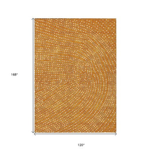 Homeroots 3' Stylish Brown Gold And Ivory Polka Dot Washable Area Rug For Indoor And Outdoor Spaces 10' X 14' Polyester 599069