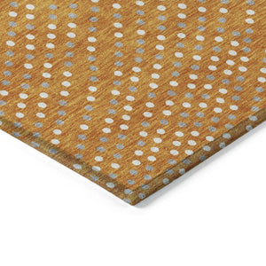 Homeroots 3' Stylish Brown Gold And Ivory Polka Dot Washable Area Rug For Indoor And Outdoor Spaces 10' X 14' Polyester 599069