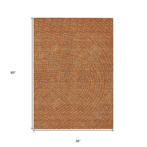 Homeroots 3' Stylish Brown Gold And Ivory Polka Dot Washable Area Rug For Indoor And Outdoor Spaces 3' X 5' Polyester 599070