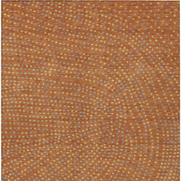 Homeroots 3' Stylish Brown Gold And Ivory Polka Dot Washable Area Rug For Indoor And Outdoor Spaces 3' X 5' Polyester 599070