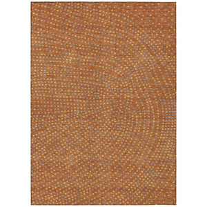 HomeRoots 5' Stylish Brown Gray Gold Polka Dot Washable Area Rug for Indoor and Outdoor Spaces, Durable Design 5' X 8' 599071