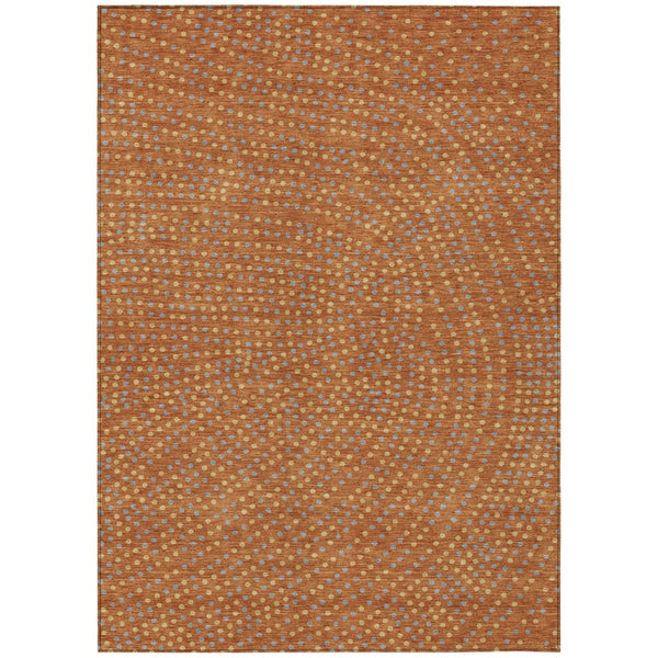 HomeRoots 5' Stylish Brown Gray Gold Polka Dot Washable Area Rug for Indoor and Outdoor Spaces, Durable Design 5' X 8' 599071