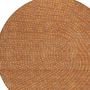 Homeroots 3' Stylish Brown Gold And Ivory Polka Dot Washable Area Rug For Indoor And Outdoor Spaces 8' Round Polyester 599072