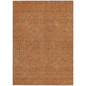 Homeroots 3' Stylish Brown Gold And Ivory Polka Dot Washable Area Rug For Indoor And Outdoor Spaces 8' X 10' Polyester 599073