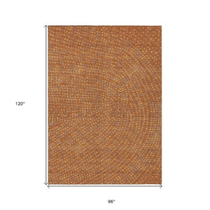 Homeroots 3' Stylish Brown Gold And Ivory Polka Dot Washable Area Rug For Indoor And Outdoor Spaces 8' X 10' Polyester 599073