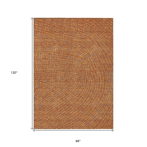 Homeroots 3' Stylish Brown Gold And Ivory Polka Dot Washable Area Rug For Indoor And Outdoor Spaces 8' X 10' Polyester 599073