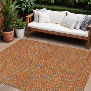 Homeroots 3' Stylish Brown Gold And Ivory Polka Dot Washable Area Rug For Indoor And Outdoor Spaces 10' X 14' Polyester 599075