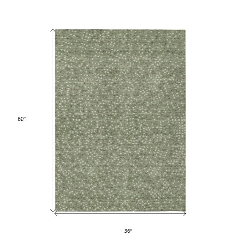 Homeroots 3' Stylish Brown Gold And Ivory Polka Dot Washable Area Rug For Indoor And Outdoor Spaces 3' X 5' Polyester 599076