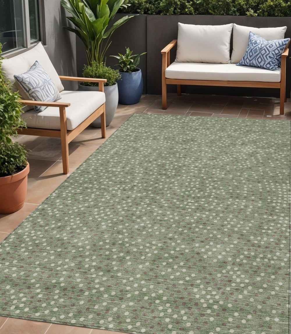 HomeRoots 5' Playful Sage Gray and Ivory Polka Dot Area Rug - Stylish, Durable, and Machine Washable for All Spaces 5' X 8' 599077