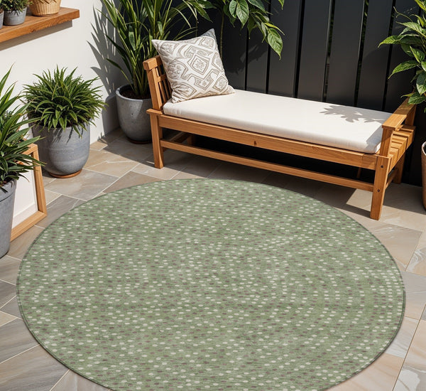 Homeroots 3' Stylish Brown Gold And Ivory Polka Dot Washable Area Rug For Indoor And Outdoor Spaces 8' Round Polyester 599078