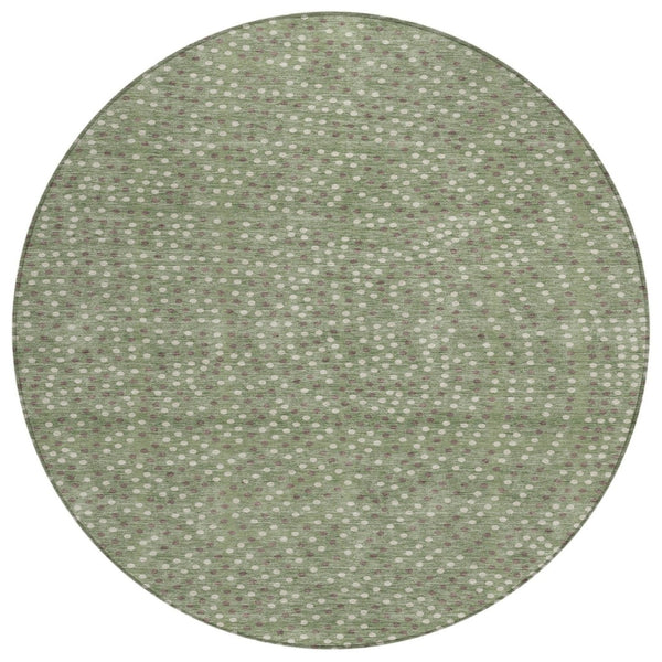 HomeRoots 5' Playful Sage Gray and Ivory Polka Dot Area Rug - Stylish, Durable, and Machine Washable for All Spaces 8' Round 599078