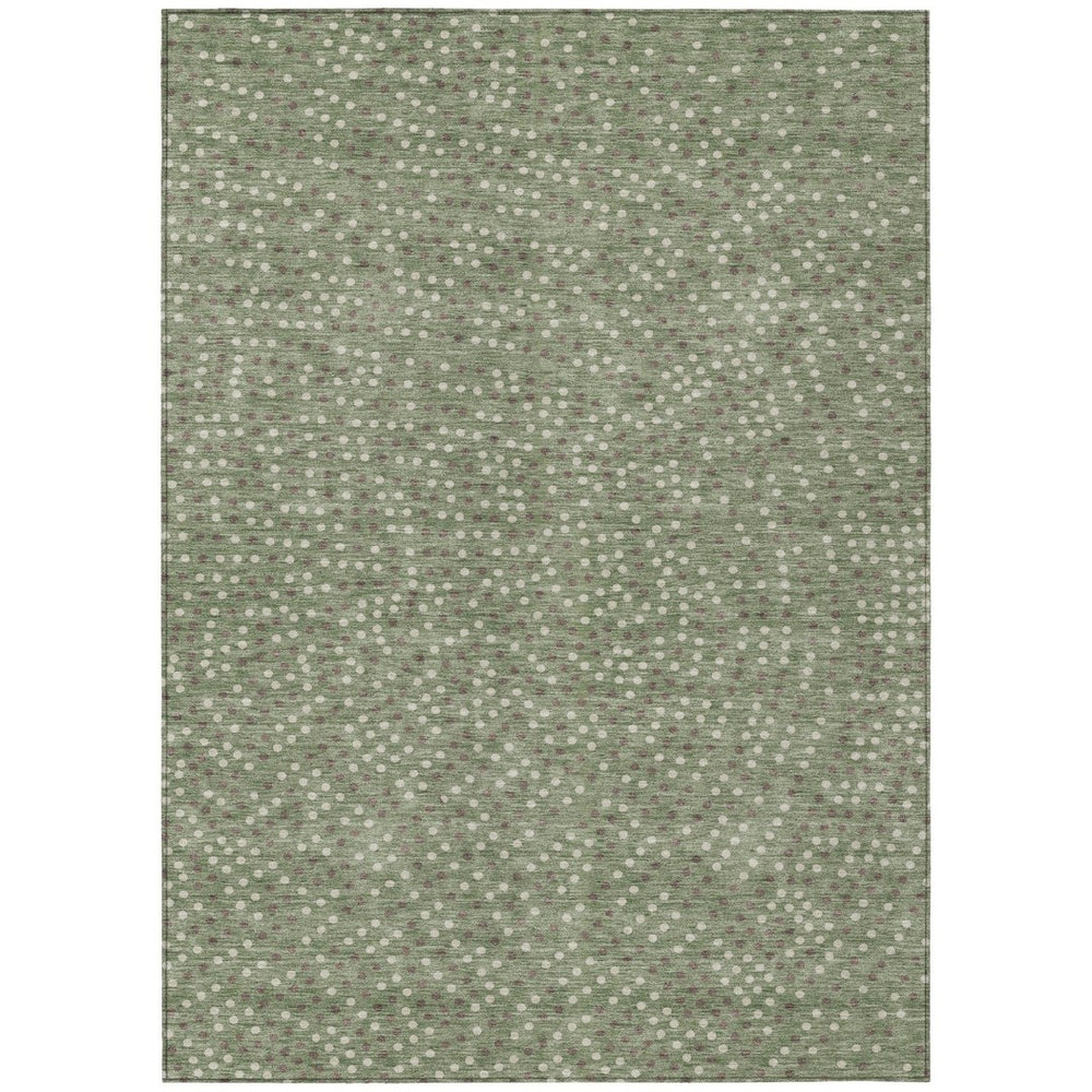 HomeRoots 9' X 12' Sage Gray & Ivory Polka Dot Area Rug – Washable, Stain-Resistant, Perfect for Indoor/Outdoor Use 599080