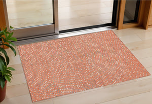 Homeroots 3' Stylish Brown Gold And Ivory Polka Dot Washable Area Rug For Indoor And Outdoor Spaces 3' X 5' Polyester 599082