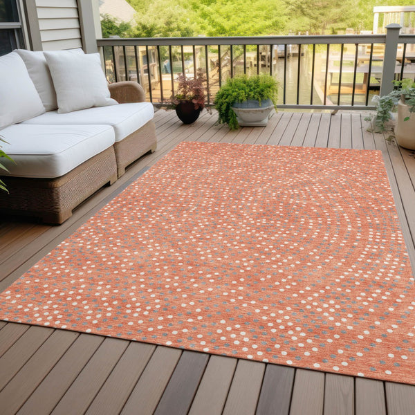Homeroots 3' Stylish Brown Gold And Ivory Polka Dot Washable Area Rug For Indoor And Outdoor Spaces 3' X 5' Polyester 599082