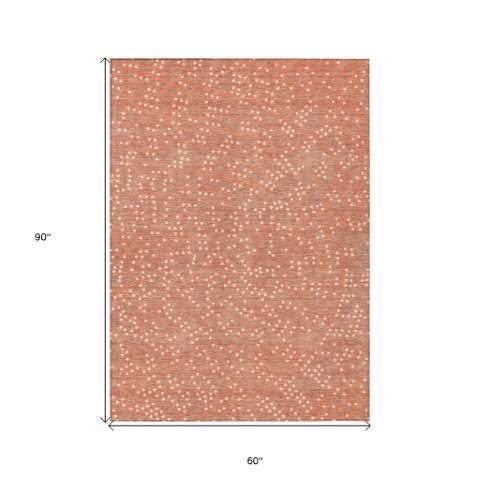 Homeroots 3' Stylish Brown Gold And Ivory Polka Dot Washable Area Rug For Indoor And Outdoor Spaces 5' X 8' Polyester 599083