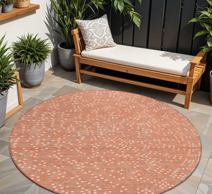 Homeroots 3' Stylish Brown Gold And Ivory Polka Dot Washable Area Rug For Indoor And Outdoor Spaces 8' Round Polyester 599084
