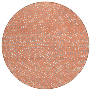 HomeRoots 5' Cheerful Salmon Gray and Ivory Polka Dot Washable Area Rug for Indoor and Outdoor Spaces 8' Round 599084