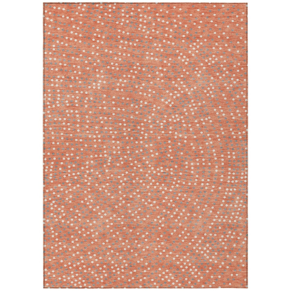 HomeRoots 9' X 12' Salmon Gray and Ivory Polka Dot Washable Area Rug - Durable, Stylish for Indoor/Outdoor Use 599086