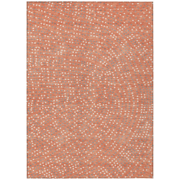 HomeRoots 9' X 12' Salmon Gray and Ivory Polka Dot Washable Area Rug - Durable, Stylish for Indoor/Outdoor Use 599086