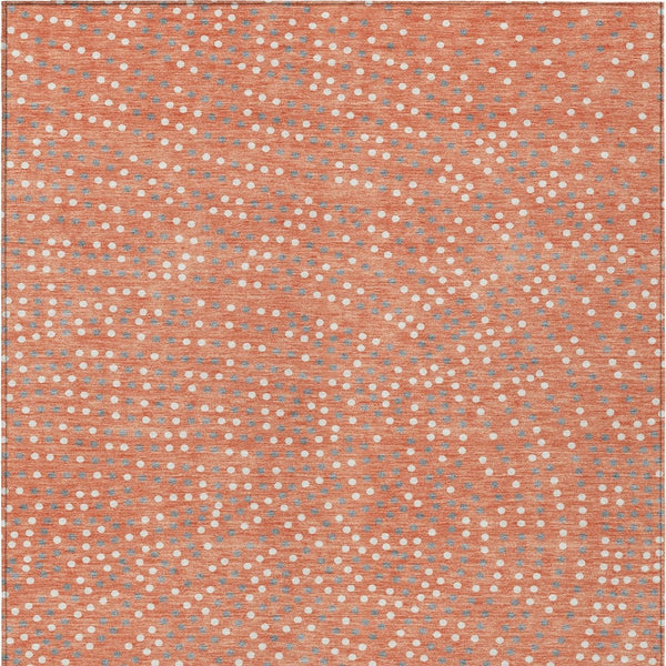 Homeroots 3' Stylish Brown Gold And Ivory Polka Dot Washable Area Rug For Indoor And Outdoor Spaces 10' X 14' Polyester 599087