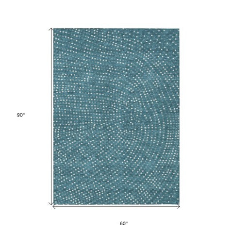 Homeroots 3' Stylish Brown Gold And Ivory Polka Dot Washable Area Rug For Indoor And Outdoor Spaces 5' X 8' Polyester 599089