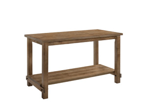 English Elm Martha Weathered Oak Counter Height Table with Open Storage Shelf, Solid Wood Veneer, 70 lb Top Load B2726P287571