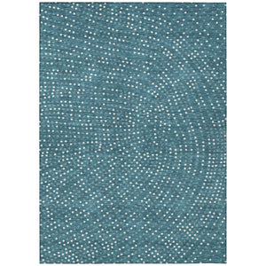 HomeRoots 5' Teal Blue Gray and Ivory Polka Dot Area Rug - Durable, Washable Design for Indoor/Outdoor Use 8' X 10' 599091