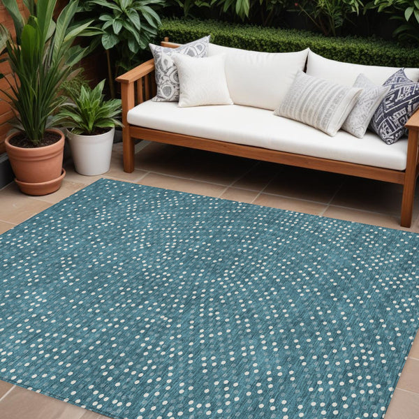 Homeroots 3' Stylish Brown Gold And Ivory Polka Dot Washable Area Rug For Indoor And Outdoor Spaces 10' X 14' Polyester 599093